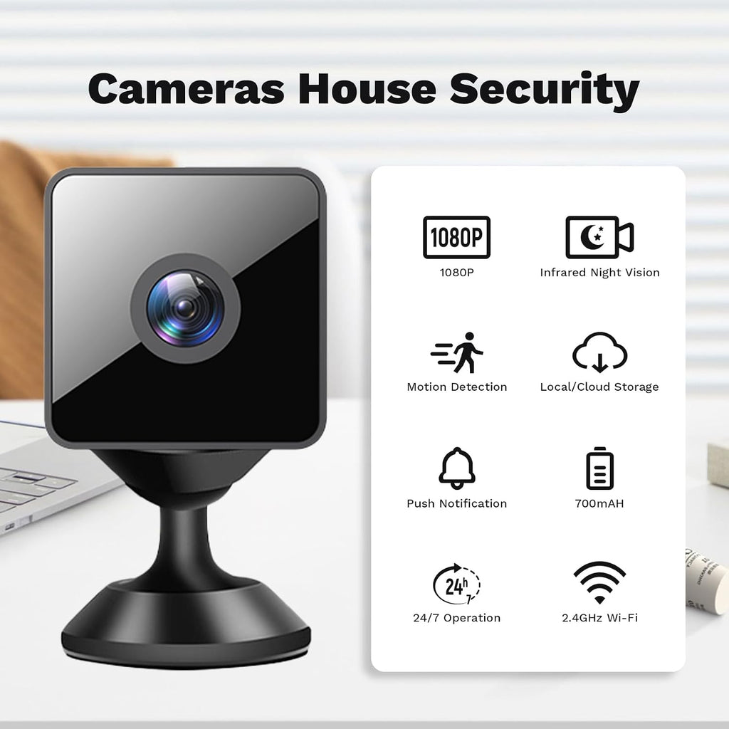 Hidden Camera – Spy Camera, HD Video, Wifi Wireless Mini Camera, Indoor Camera for Home Security, Small Nanny Cam with Night Vision and Motion-Activated Alerts, Baby and Pet Camera