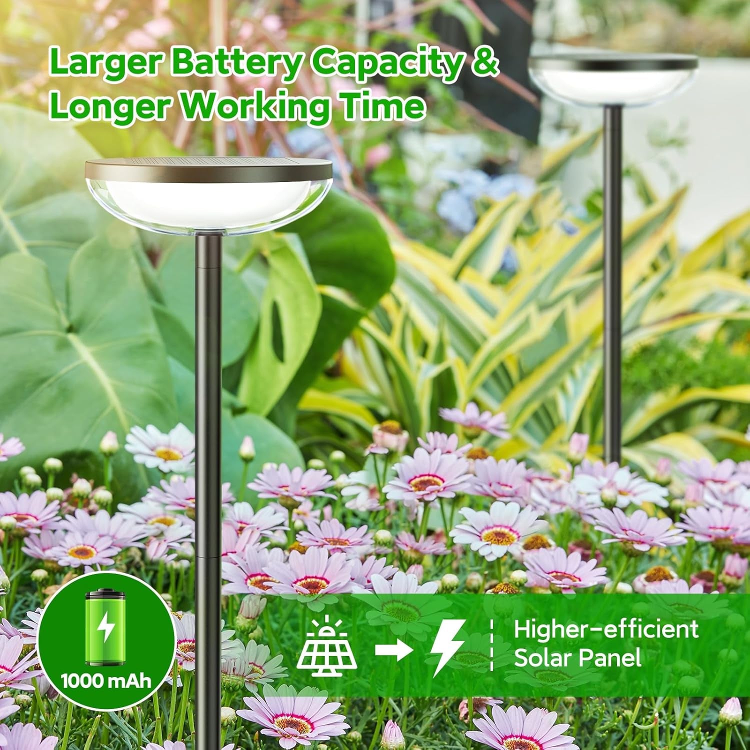 Solar Garden Lights, 4 Pack Solar Lights Outdoor Garden Built-In 1000Mah Battery, Outdoor Ornaments Solar Powered Waterproof for Yard Patio Pathway Decoration