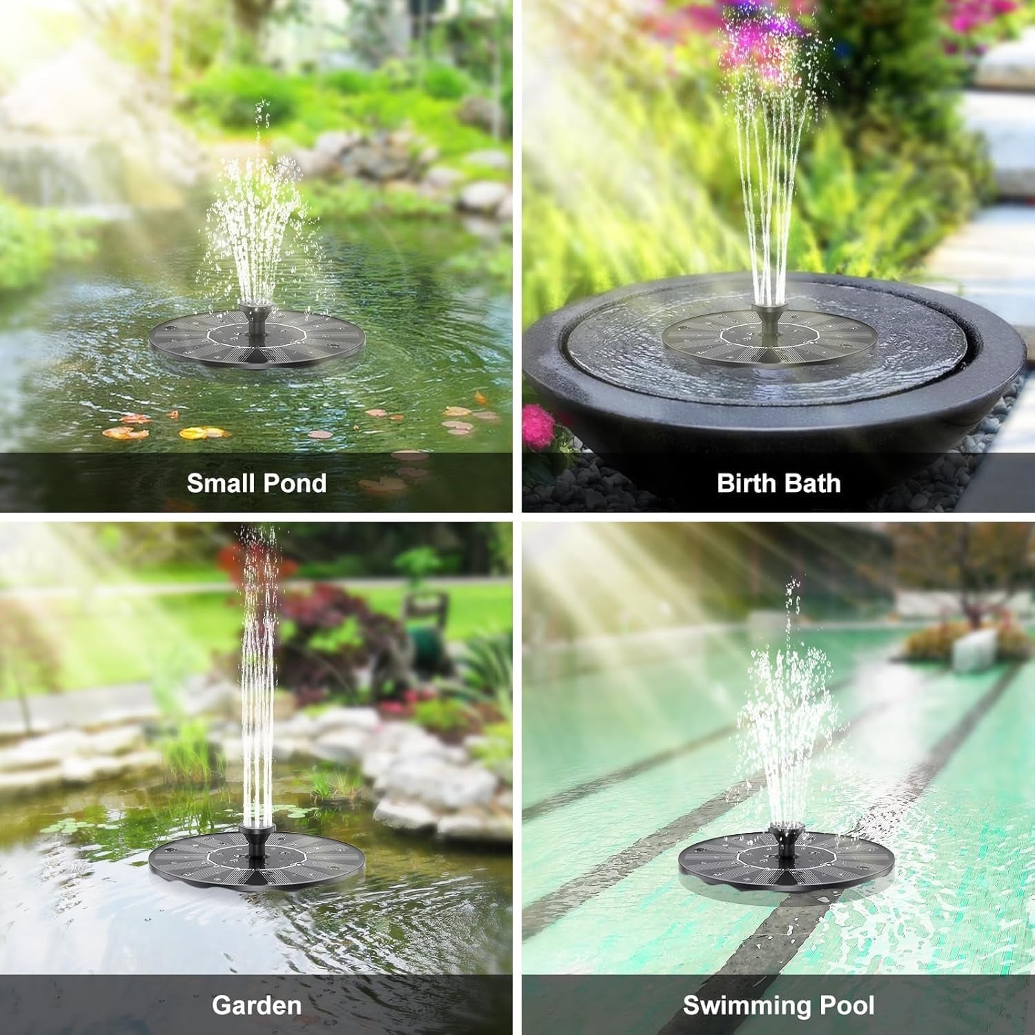 Solar Fountain, Solar Water Fountain, Solar Water Features for the Garden, Bird Bath for Garden, Solar Water Pump