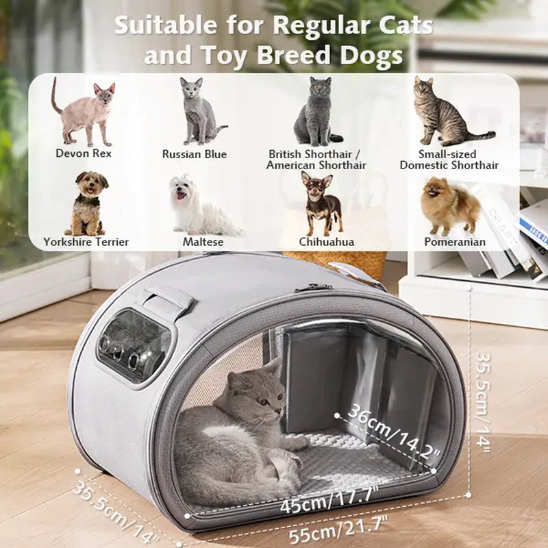 Pet Cooling House - Portable Bubble View Pod with Detachable Cooling Blanket, Full-View Window, Insulated Wall, Fiberglass Rods, No-Assembly Design, All-Season, Folds Flat for Small Dogs/Cats (Indoor & Travel Use) Pecute 