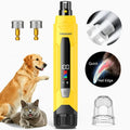 TIKOCAT Ultra Quiet Electric Pet Nail Grinder with LED Lights - Safe and Stress-Free Grooming Tool for All Dog and Cat Breeds, Features 3 Grinding Bits, 6-Speed Settings, Rechargeable Design with Dust Collection Cup (Yellow)