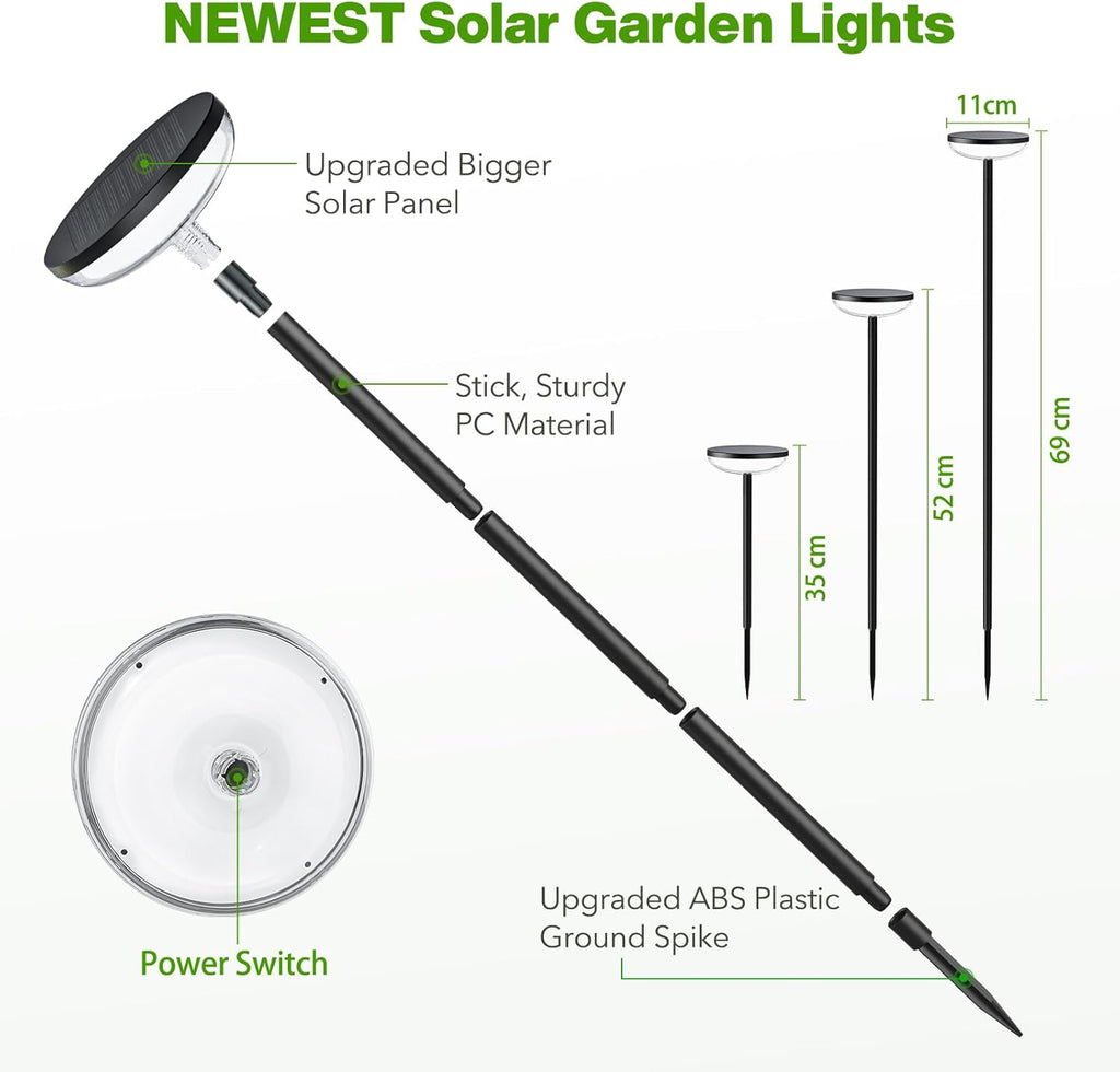 Solar Garden Lights, 4 Pack Solar Lights Outdoor Garden Built-In 1000Mah Battery, Outdoor Ornaments Solar Powered Waterproof for Yard Patio Pathway Decoration