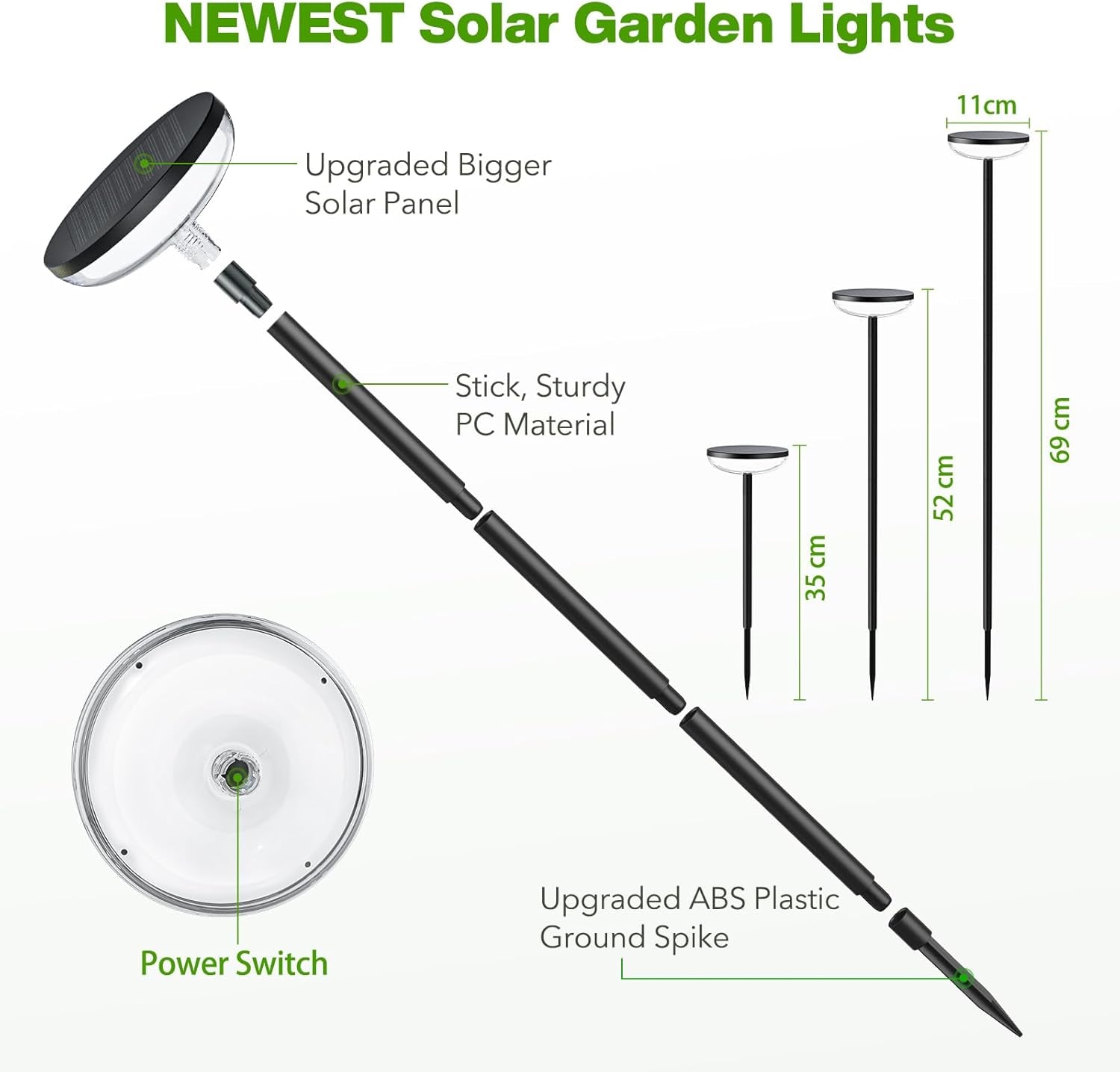 Solar Garden Lights, 4 Pack Solar Lights Outdoor Garden Built-In 1000Mah Battery, Outdoor Ornaments Solar Powered Waterproof for Yard Patio Pathway Decoration