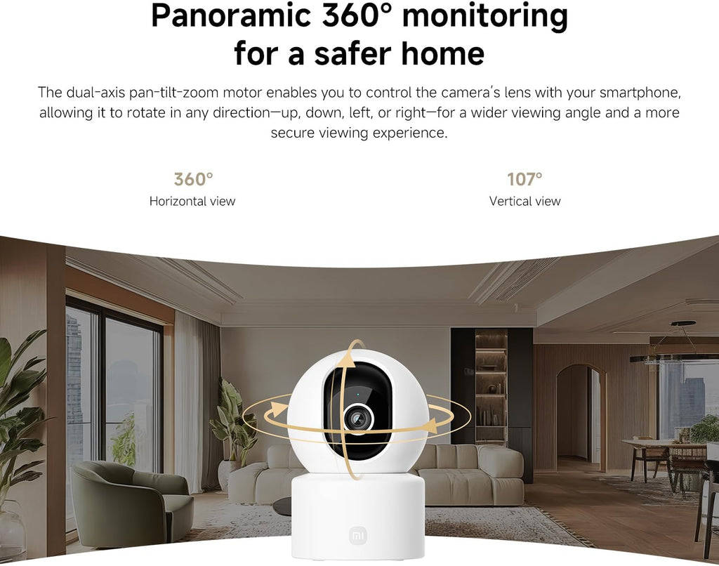 C302 Indoor Camera, 2K 3MP Wi-Fi Pet Camera, 360° Panorama, Privacy Shield, Virtual Barrier, Person and Pet Detection & Tracking, Starlight Colour Night Vision, Two-Way Audio, Alexa & Google