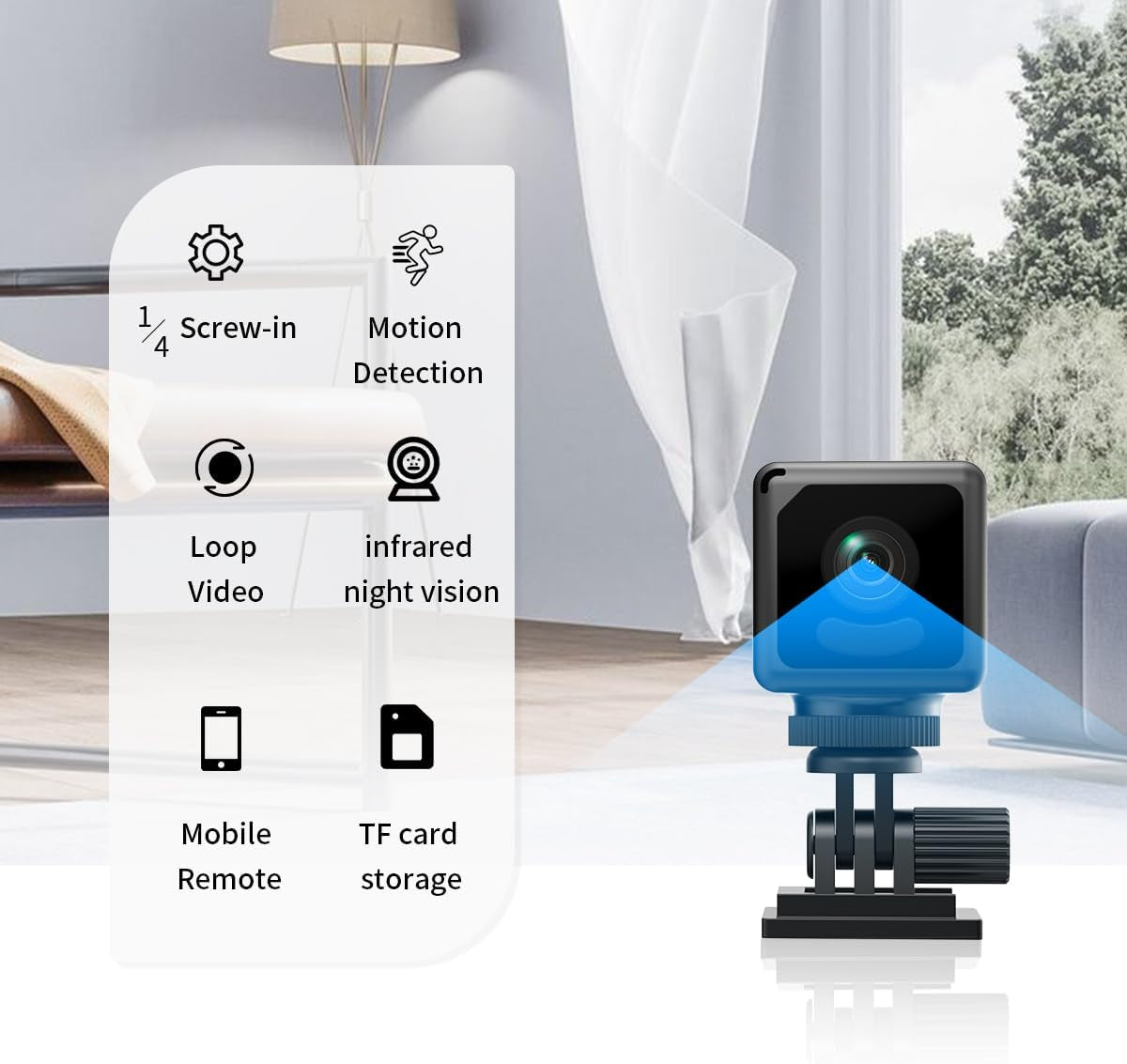 Mini Spy Camera 1080P Wifi – Hidden Indoor Security Camera with Motion Detection, Night Vision – Baby & Pet Monitor – Remote App Control – HD 1080P Video for Home/Indoor Use Black