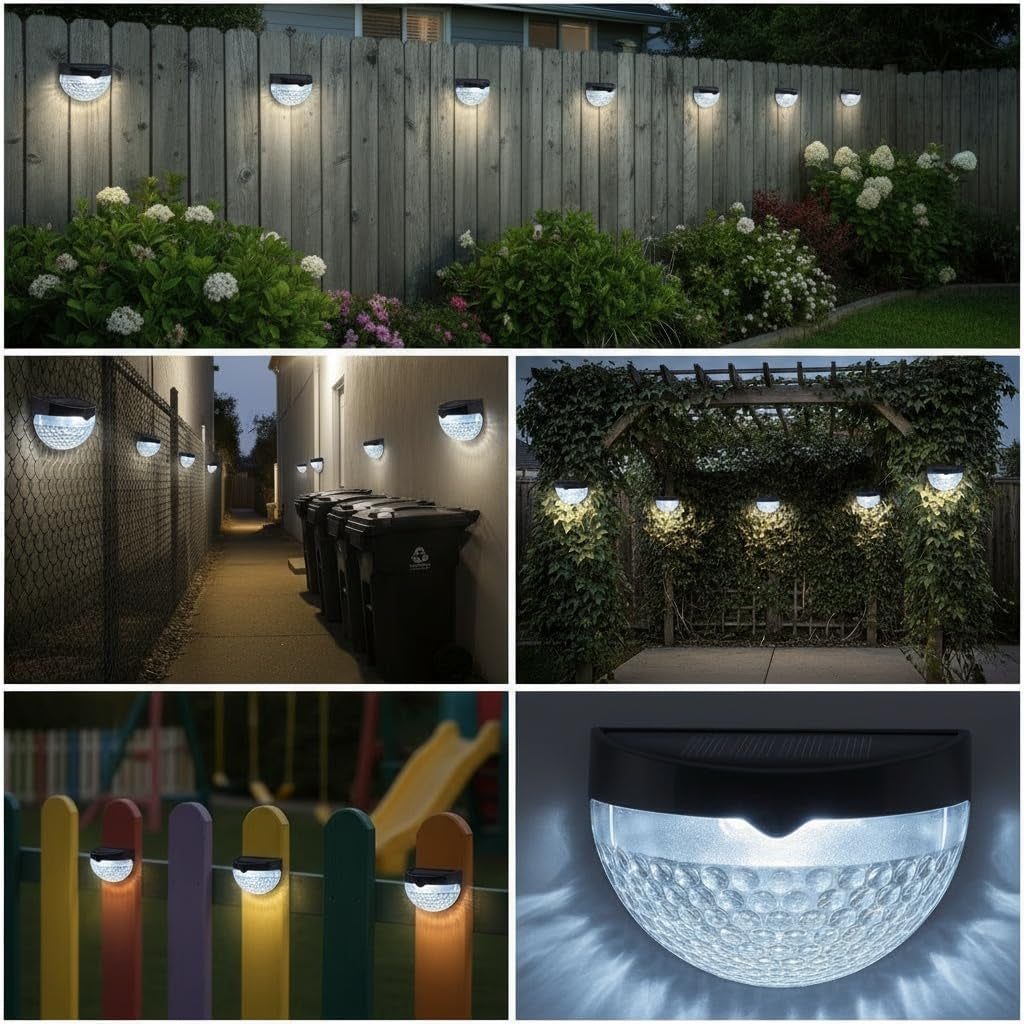 - Solar Lights Outdoor Garden - Pack of 8 Outdoor Lights - Waterproof Night Light for Pathway, Patio, Deck, Fence - Solar Security Light with Dusk to Dawn Sensor - Outdoor Lighting