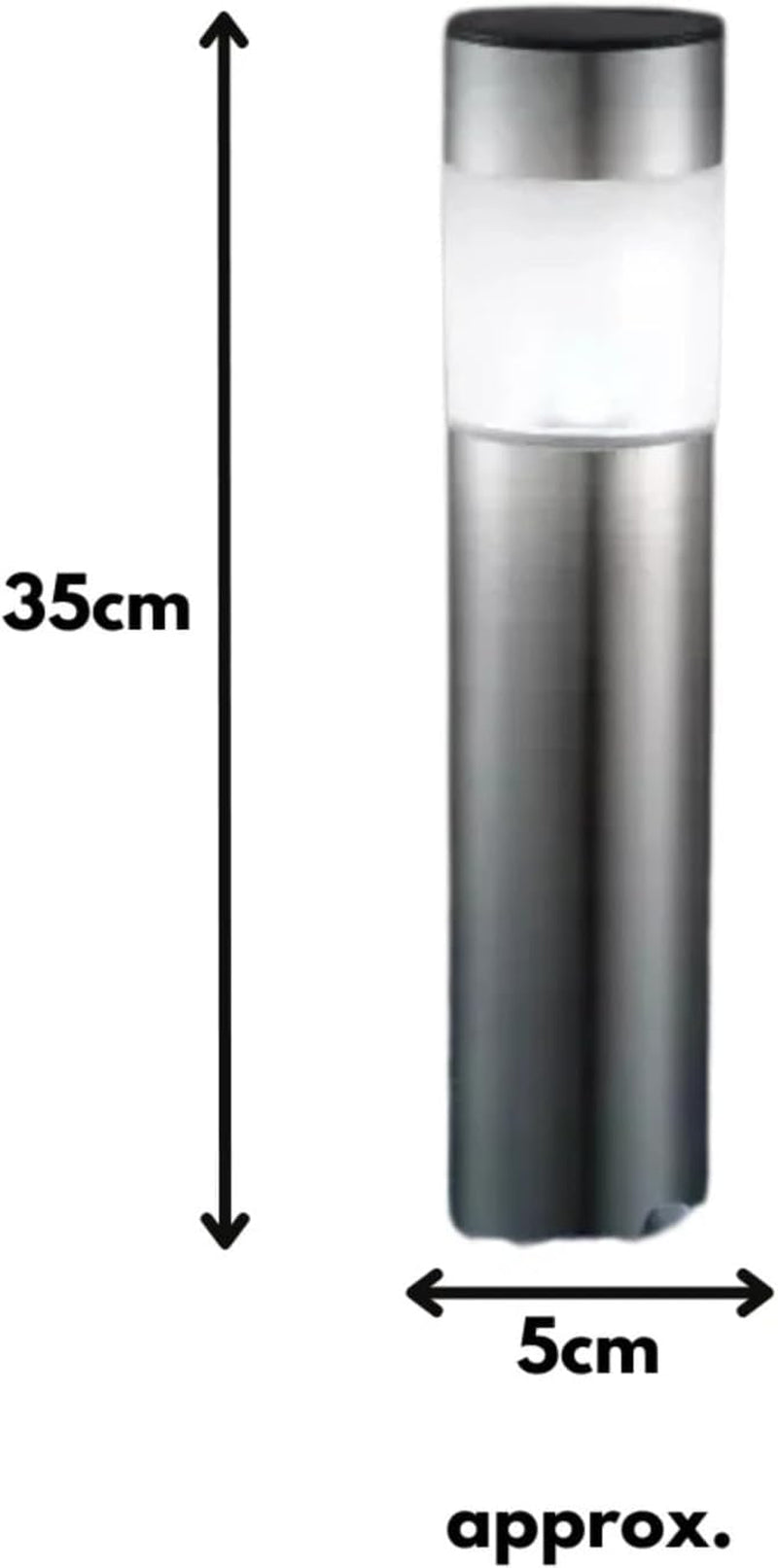 Set of 4 Modern Stainless Steel Solar Bollard Lights, 35Cm | Solar Powered, Waterproof, Anti-Rust, Auto ON/OFF