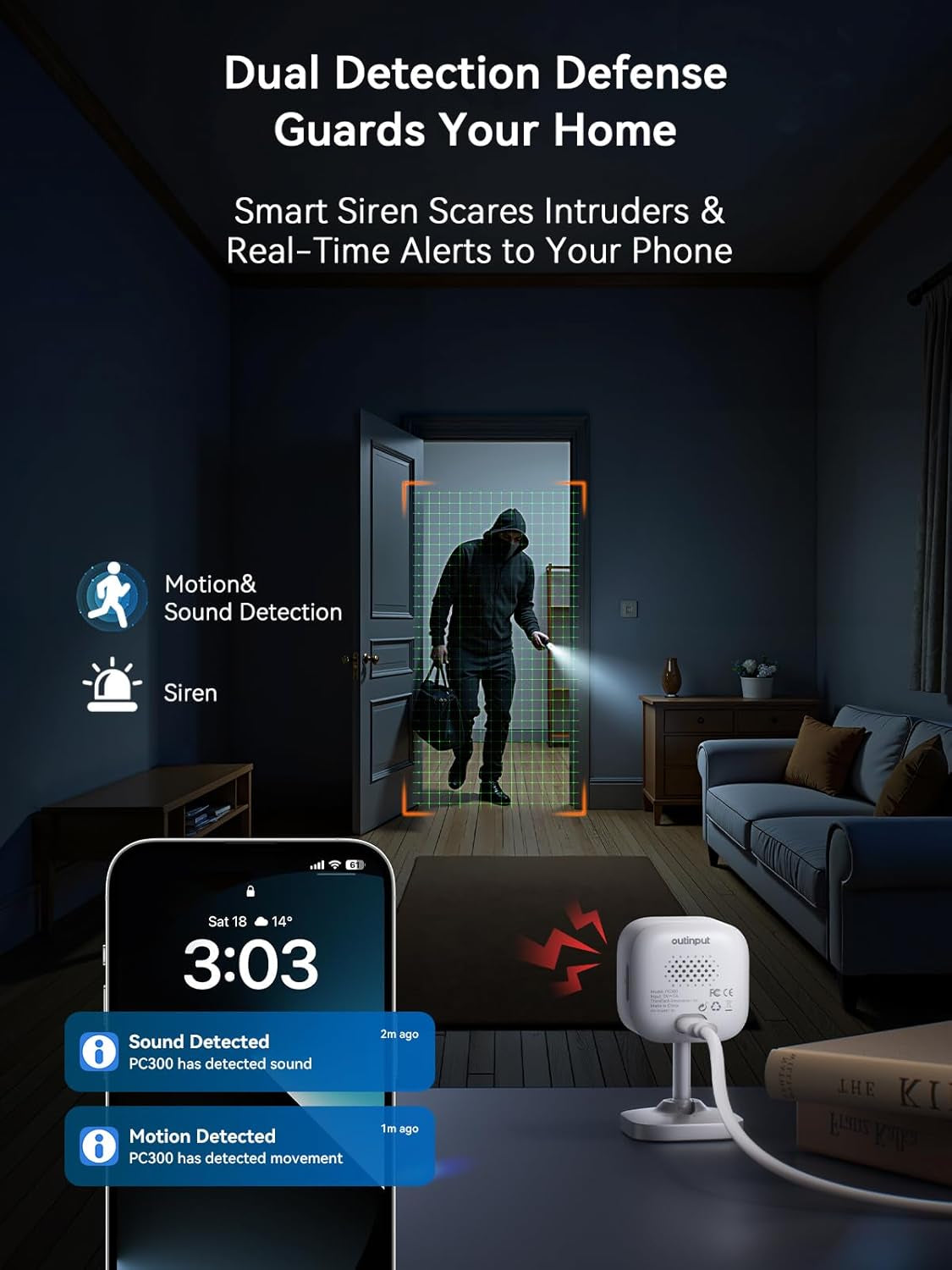 2K 3MP Indoor Security Camera, 2.4Ghz Wifi CCTV Camera Indoor for Home with Night Vision, Motion & Sound Detection, 2-Way Audio, APP Control, 24/7 Recording No Drill Wall Mount Pet Camera