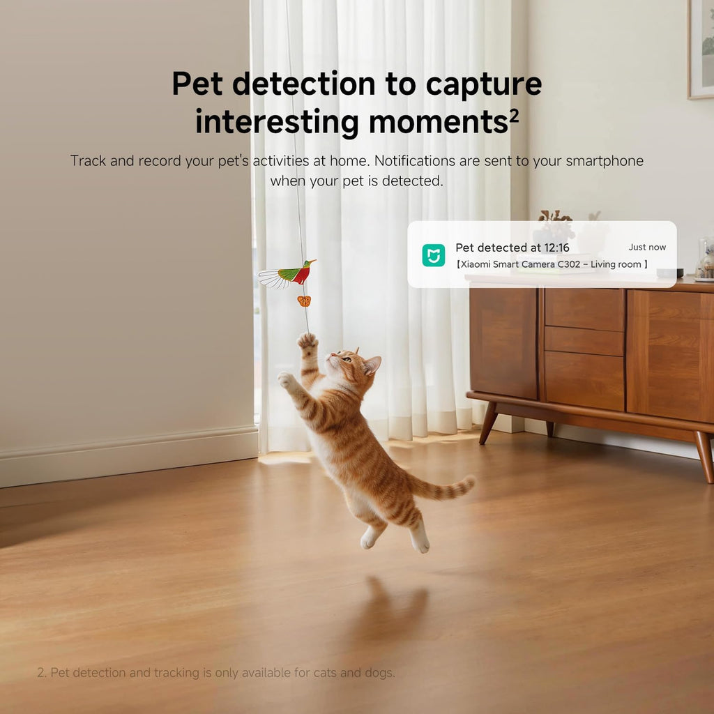 C302 Indoor Camera, 2K 3MP Wi-Fi Pet Camera, 360° Panorama, Privacy Shield, Virtual Barrier, Person and Pet Detection & Tracking, Starlight Colour Night Vision, Two-Way Audio, Alexa & Google