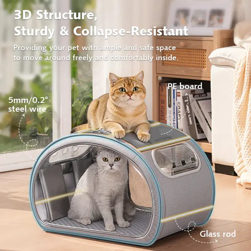 Pet Cooling House - Portable Bubble View Pod with Detachable Cooling Blanket, Full-View Window, Insulated Wall, Fiberglass Rods, No-Assembly Design, All-Season, Folds Flat for Small Dogs/Cats (Indoor & Travel Use) Pecute 