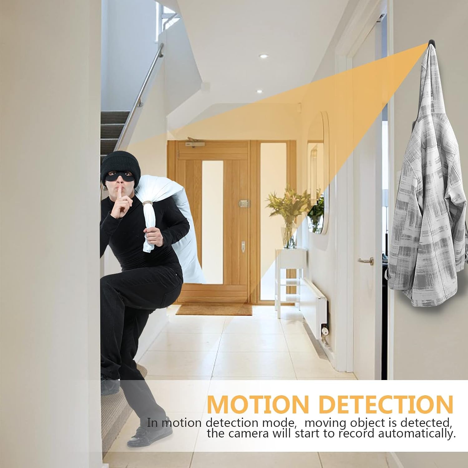 Clothes Hook with Mini Hidden Camera 1080P Spy Camera with Motion Detection Loop Recording, Secret Camera for Home, Indoor Security Nanny Camera for Baby/Pet, No Wifi Function