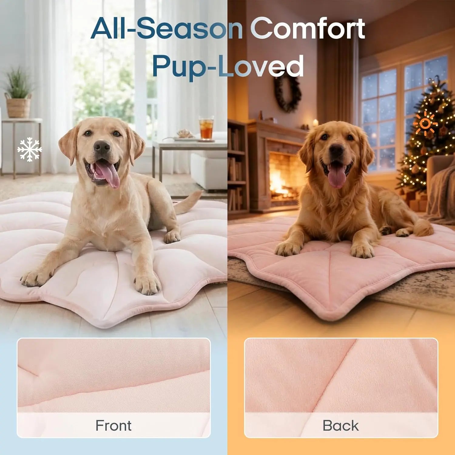 Gel-Free Cooling Pet Mat for Large Dogs - Nylon & Cotton Geometric Design, Portable Machine-Washable Durable Pad for Hikes & Camping, Summer Dog Essential