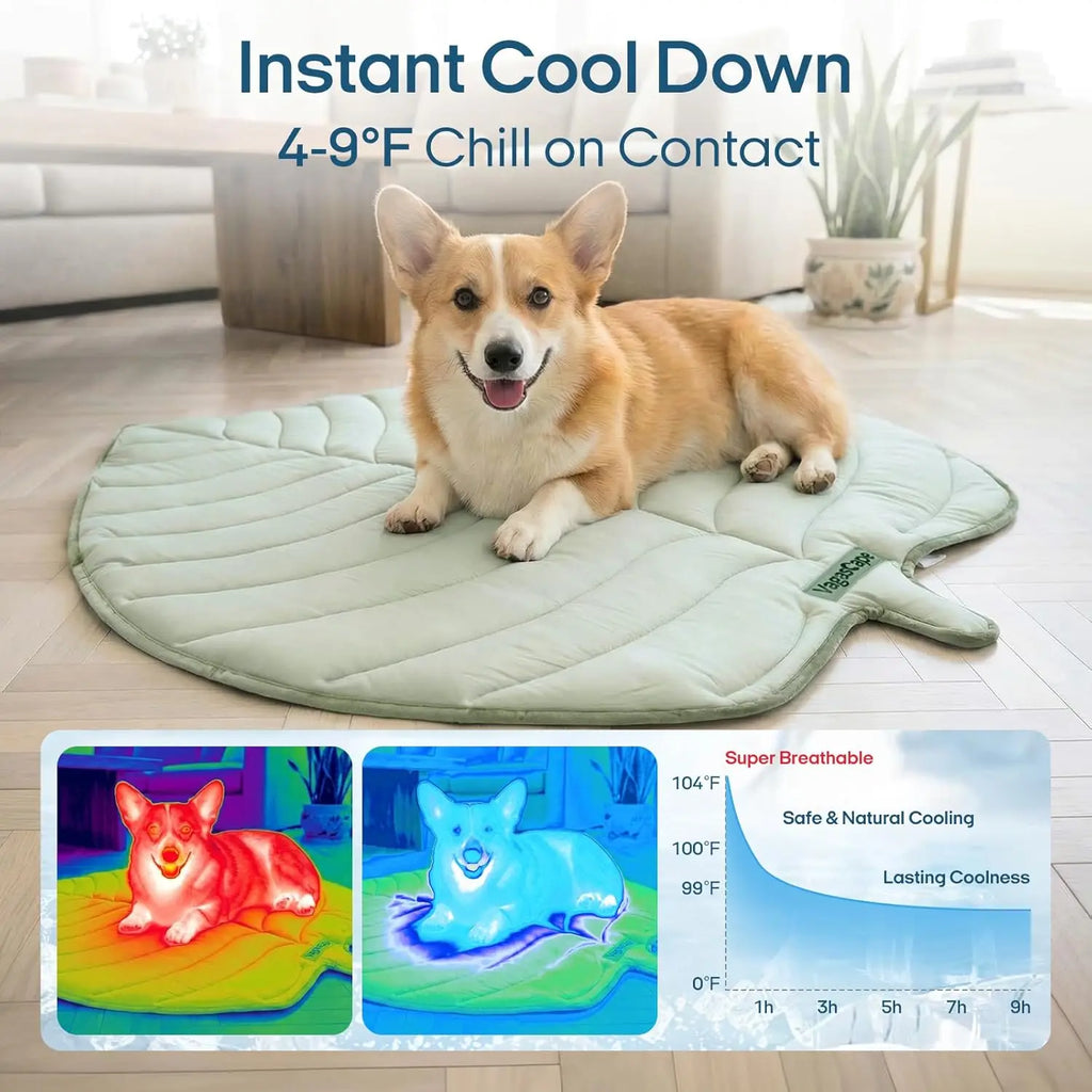 Gel-Free Cooling Pet Mat for Large Dogs - Nylon & Cotton Geometric Design, Portable Machine-Washable Durable Pad for Hikes & Camping, Summer Dog Essential