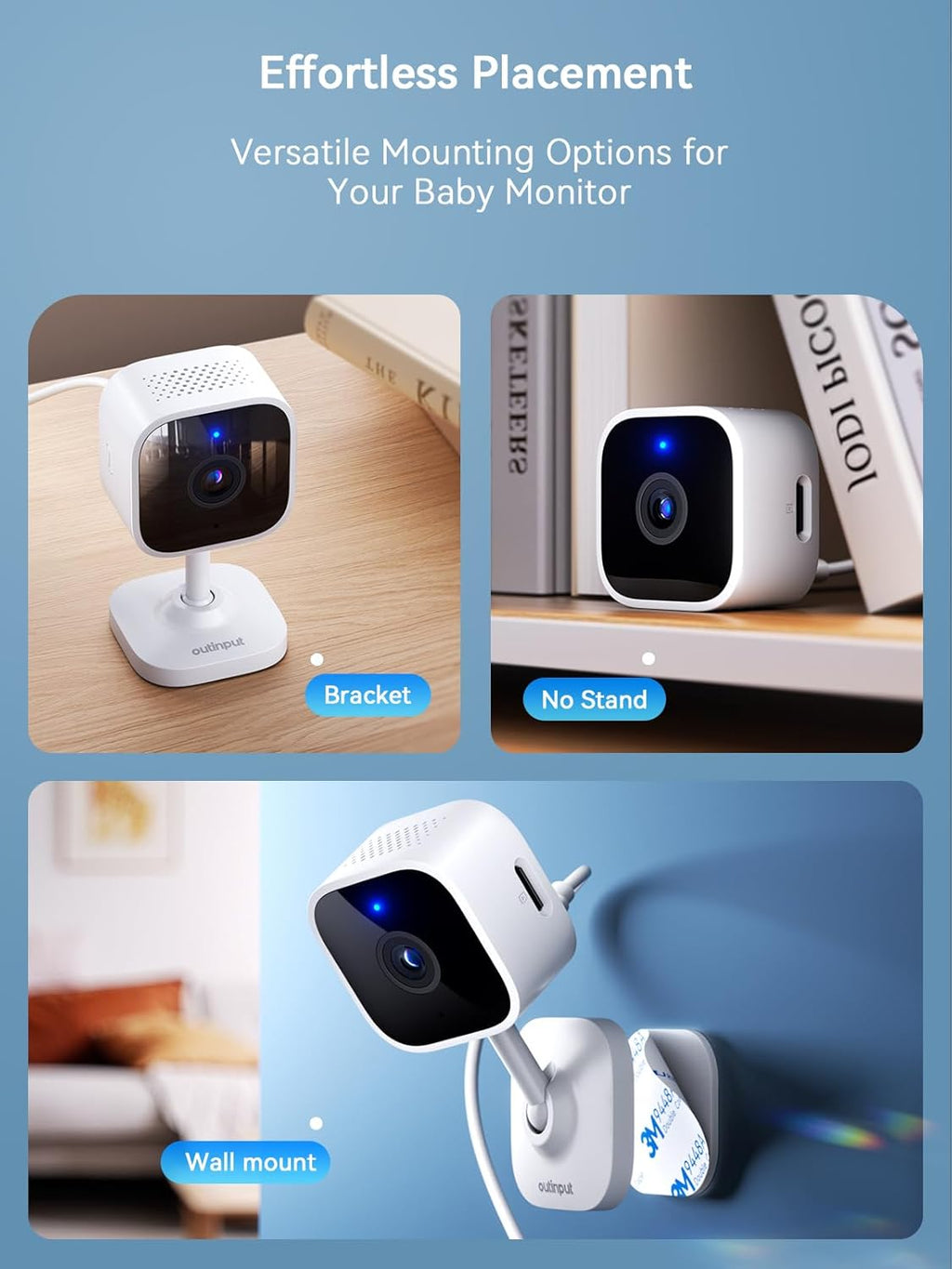 2K 3MP Indoor Security Camera, 2.4Ghz Wifi CCTV Camera Indoor for Home with Night Vision, Motion & Sound Detection, 2-Way Audio, APP Control, 24/7 Recording No Drill Wall Mount Pet Camera