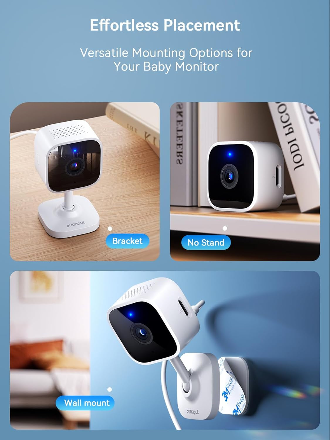 2K 3MP Indoor Security Camera, 2.4Ghz Wifi CCTV Camera Indoor for Home with Night Vision, Motion & Sound Detection, 2-Way Audio, APP Control, 24/7 Recording No Drill Wall Mount Pet Camera