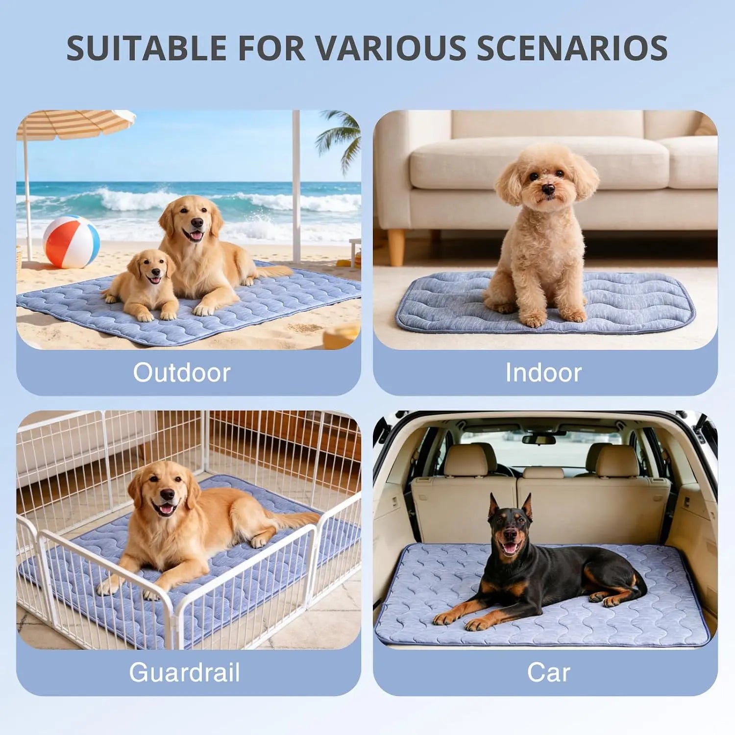 Cooling Mat for Large Dogs, Q-MAX > 0.45 Thick & Durable Pet Cooling Pad, No Gel No Electric Safety Dog Blanket, Washable Non-Slip Summer Crate Bed