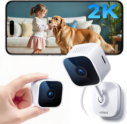 2K 3MP Indoor Security Camera, 2.4Ghz Wifi CCTV Camera Indoor for Home with Night Vision, Motion & Sound Detection, 2-Way Audio, APP Control, 24/7 Recording No Drill Wall Mount Pet Camera